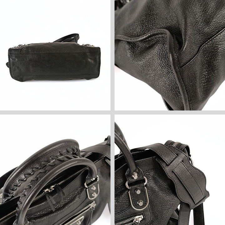 Top Quality Balenciaga Top Quality Balenciaga Top Quality Balenciaga Le City Metallic Medium shoulder bag in black leather