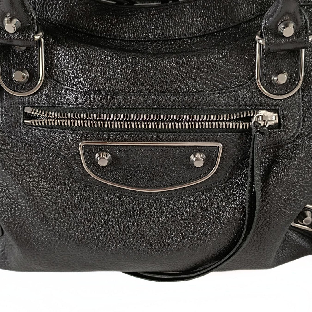 Top Quality Balenciaga Top Quality Balenciaga Top Quality Balenciaga Le City Metallic Medium shoulder bag in black leather