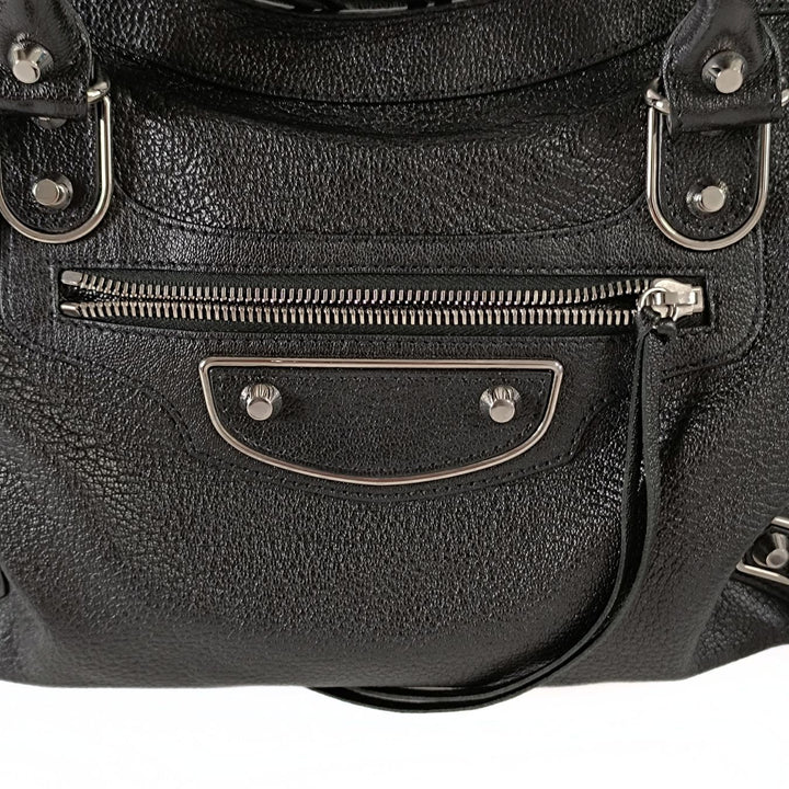Top Quality Balenciaga Top Quality Balenciaga Top Quality Balenciaga Le City Metallic Medium shoulder bag in black leather
