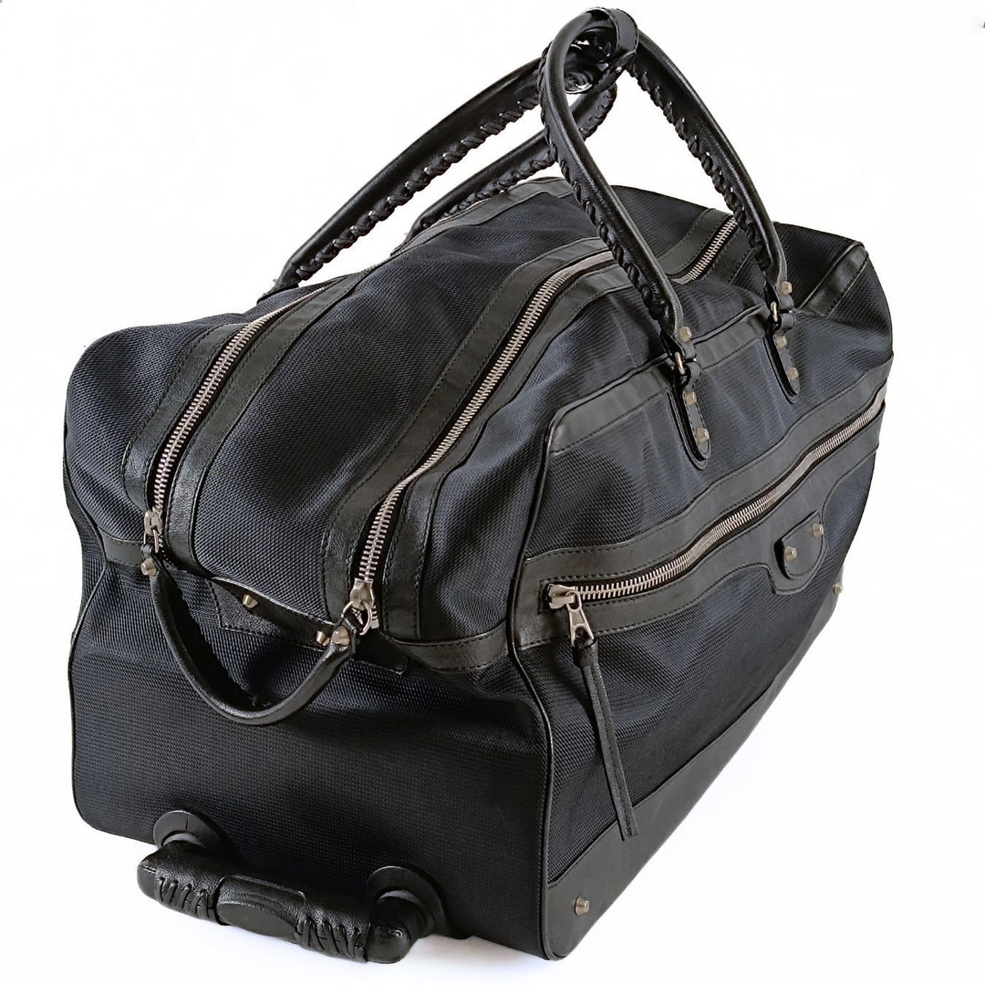 Top Quality Balenciaga Top Quality Balenciaga Top Quality Balenciaga Trolley suitcase in black canvas and leather