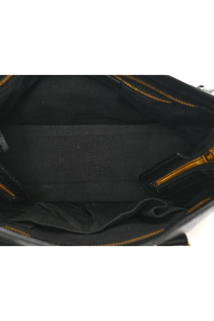 Top Quality Balenciaga Black Leather Metallic Edge City Tote