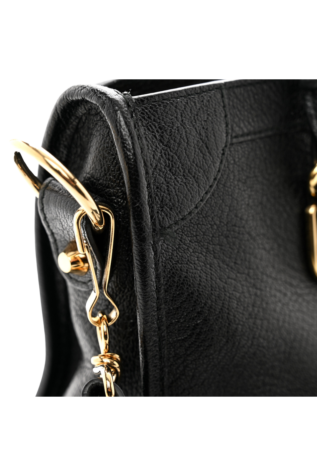 Top Quality Balenciaga Black Leather Metallic Edge City Tote