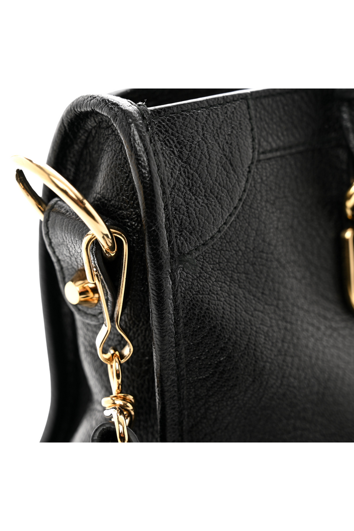 Top Quality Balenciaga Black Leather Metallic Edge City Tote