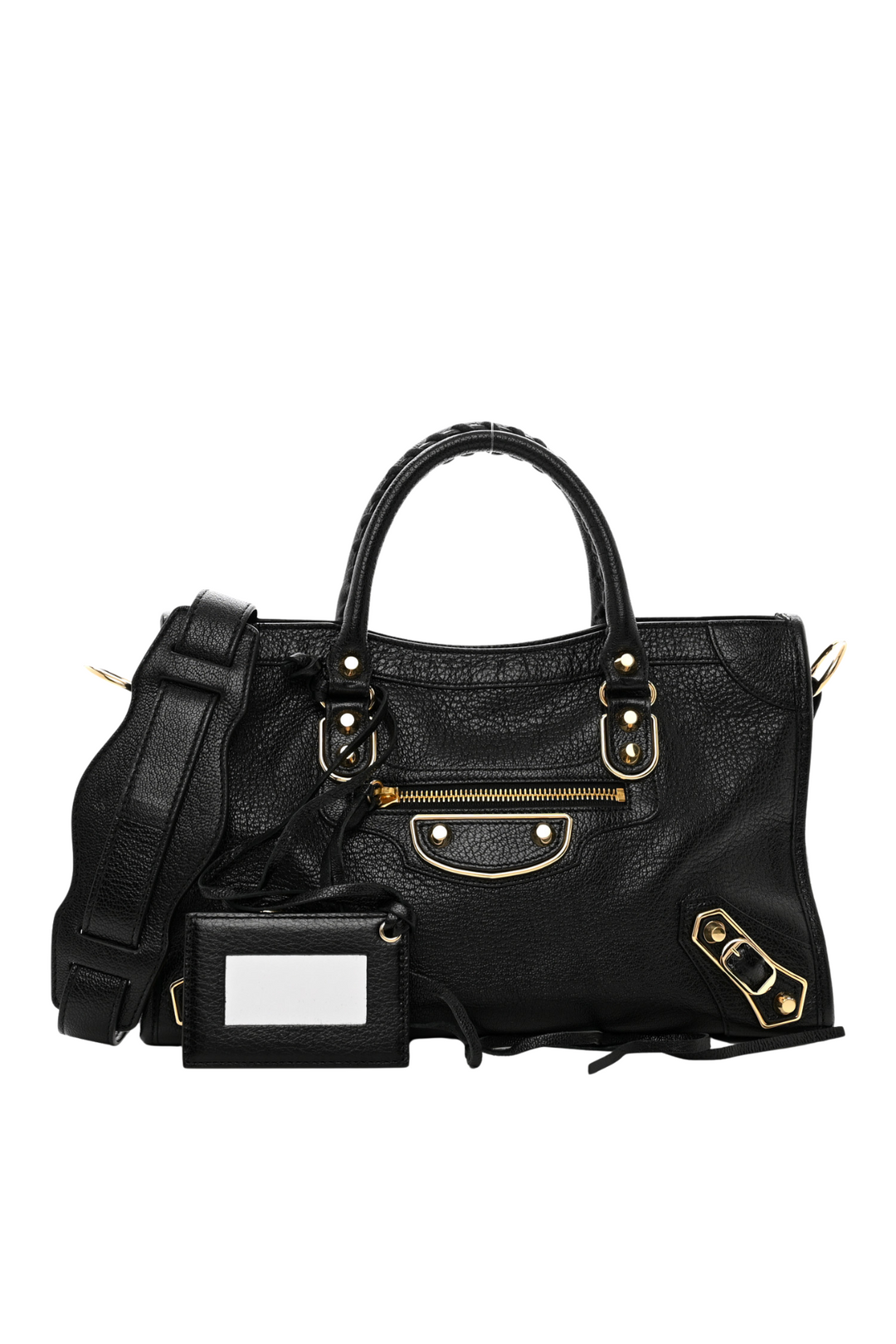 Top Quality Balenciaga Black Leather Metallic Edge City Tote