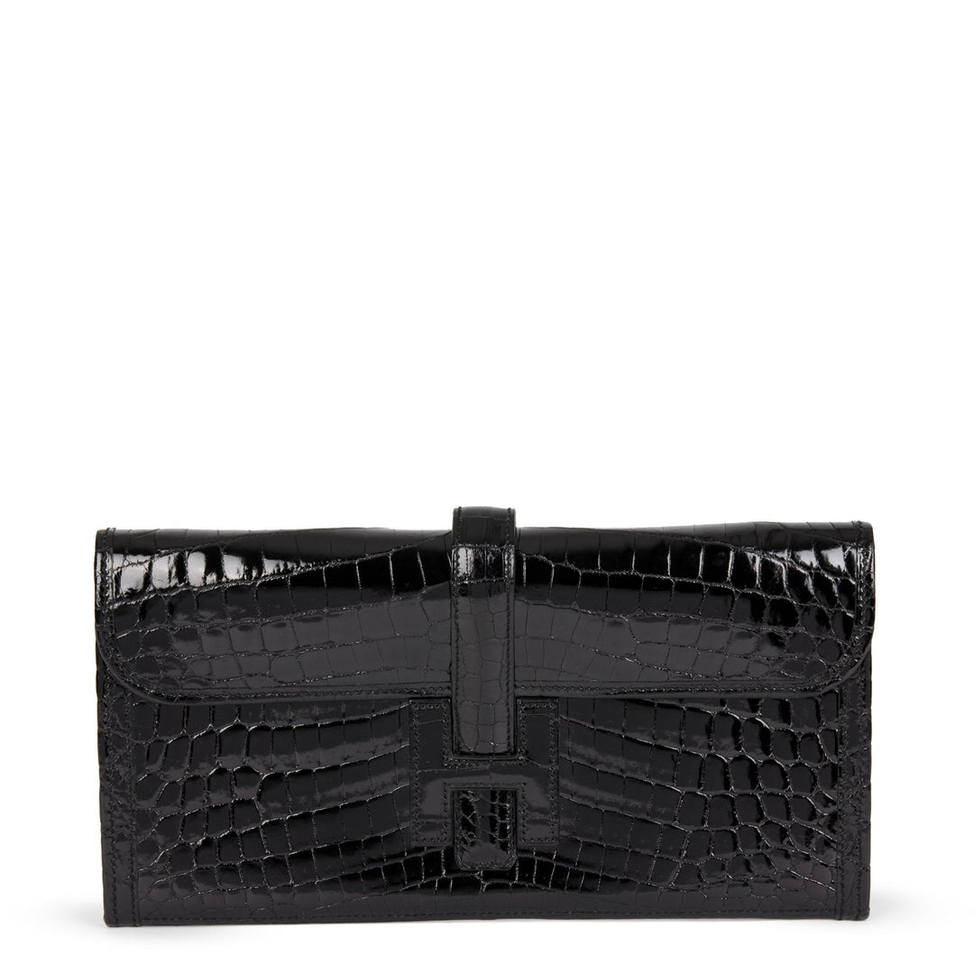 Hermes Black Niloticus Crocodile Leather Jige Elan 29 Clutch