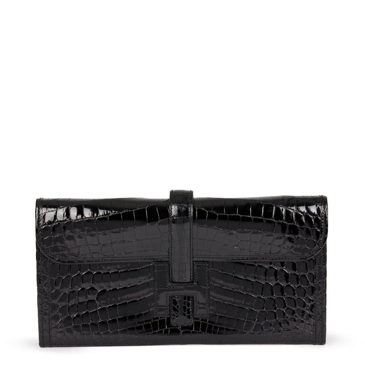 Premium Handmade Hermes Black Niloticus Crocodile Leather Jige Elan 29 Clutch