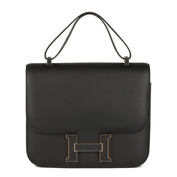 Top quality Hermes Black Sombrero Leather Constance Cartable Shoulder Bag