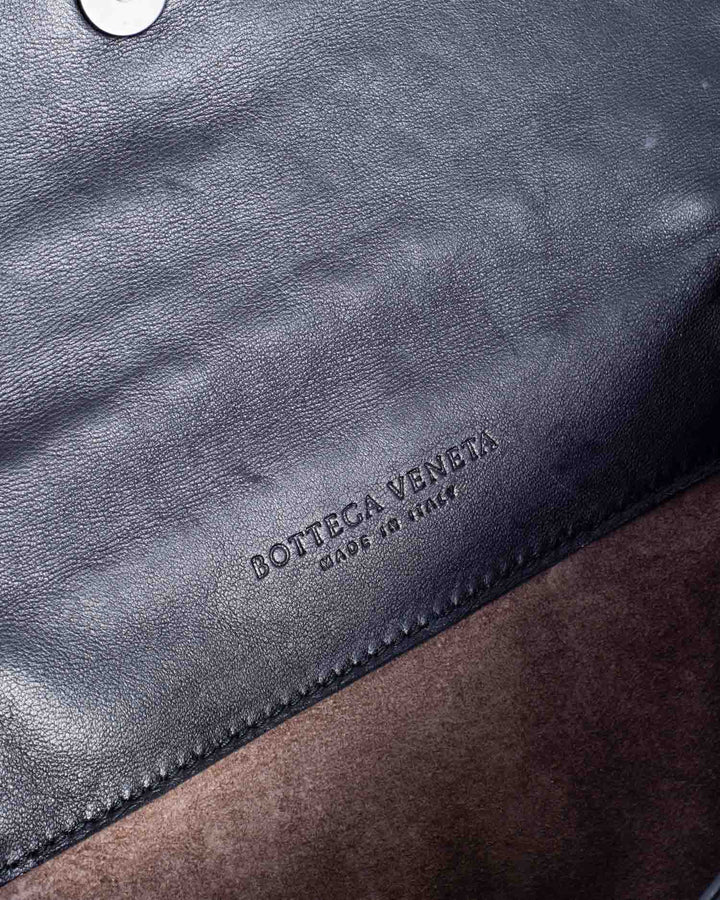 Bottega veneta Intrecciato Leather Double Flap Bag Black