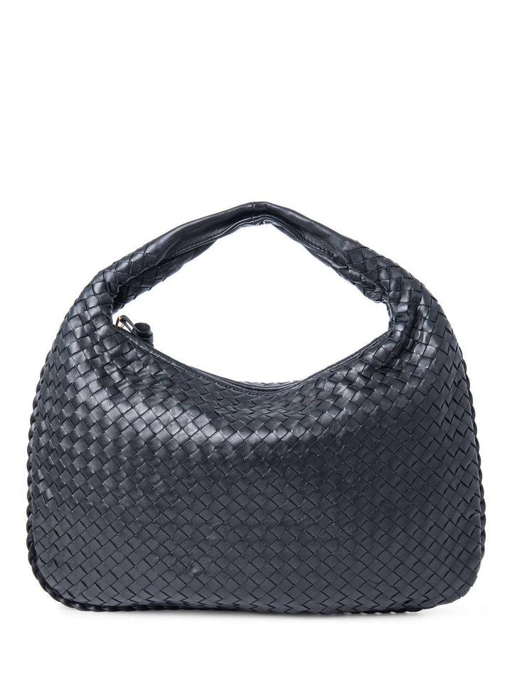 Bottega veneta Intrecciato Leather Top Handle Hop Bag Black