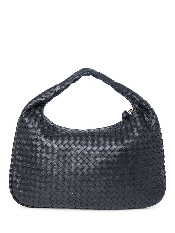 Bottega veneta Intrecciato Leather Top Handle Hop Bag Black