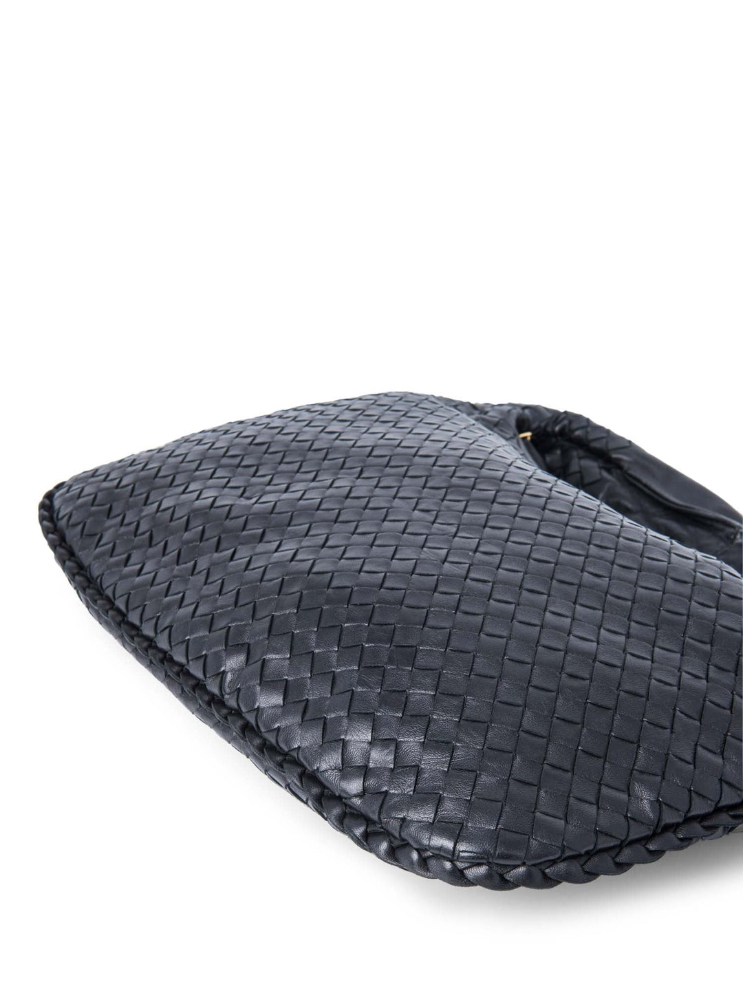 Bottega veneta Intrecciato Leather Top Handle Hop Bag Black