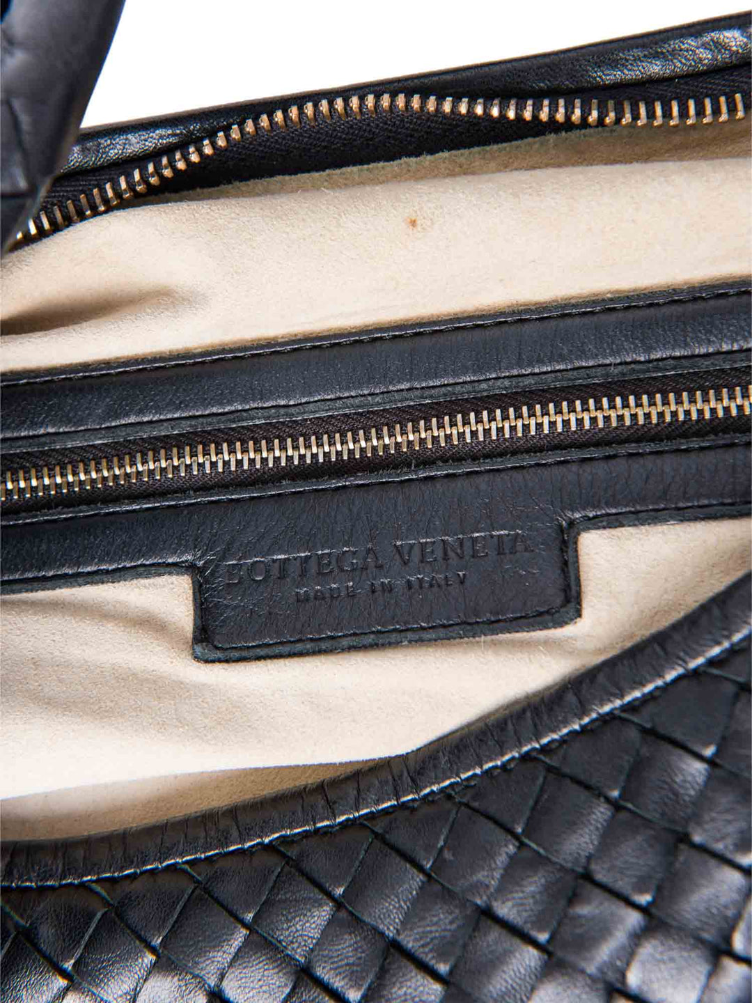 Bottega veneta Intrecciato Leather Top Handle Hop Bag Black