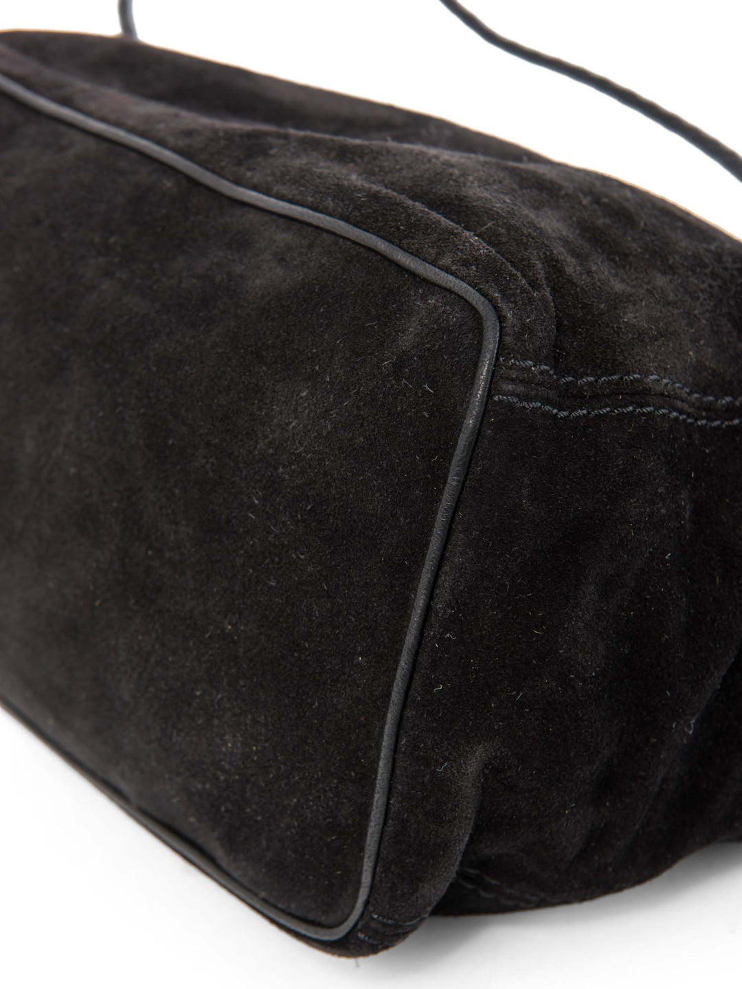 Bottega veneta Vintage Suede Top Handle Charm Hobo Bag Black Gold