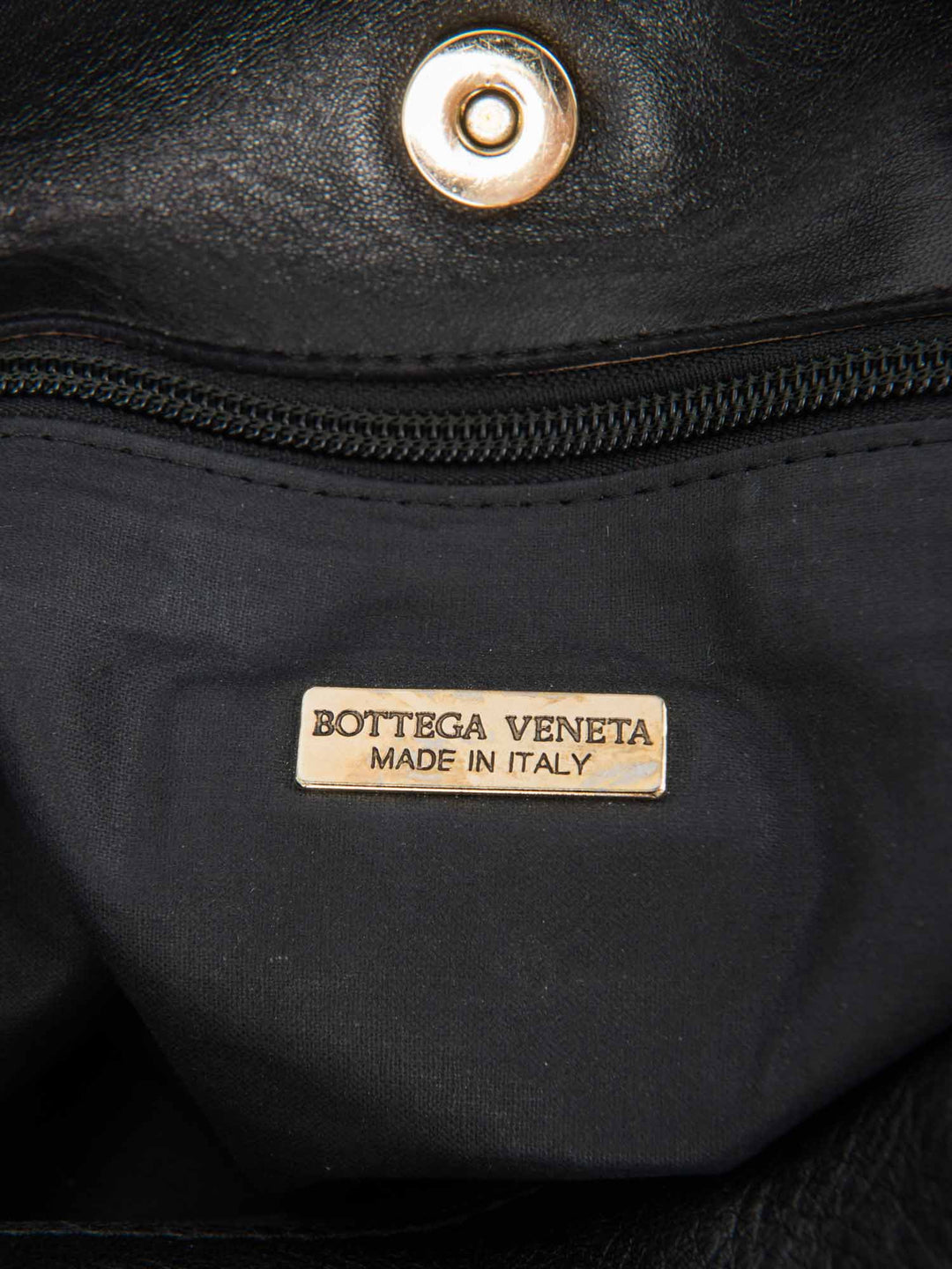 Bottega veneta Vintage Suede Top Handle Charm Hobo Bag Black Gold