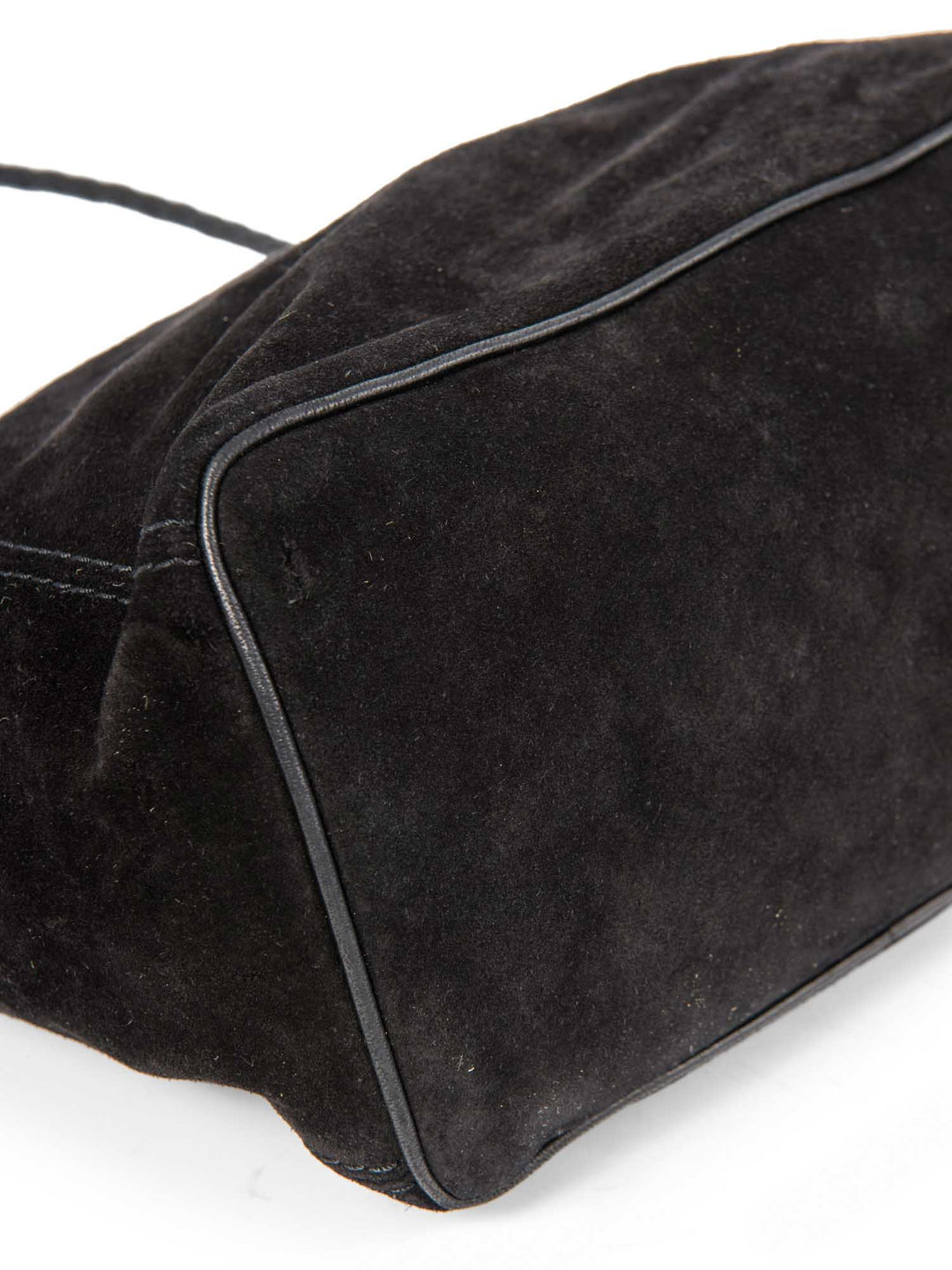 Bottega veneta Vintage Suede Top Handle Charm Hobo Bag Black Gold