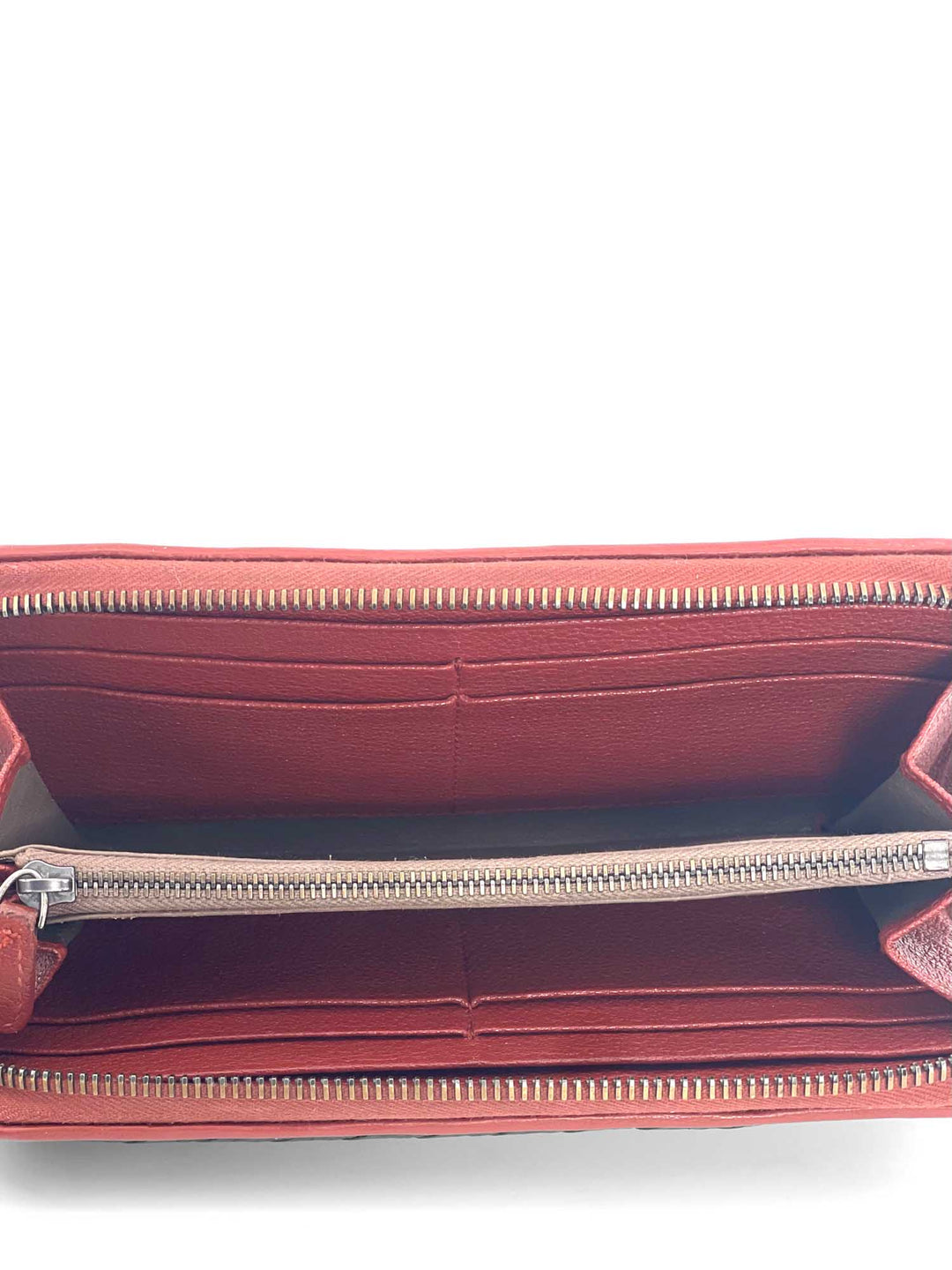 Bottega veneta Woven Leather Zippy Long Wallet Black Terracotta