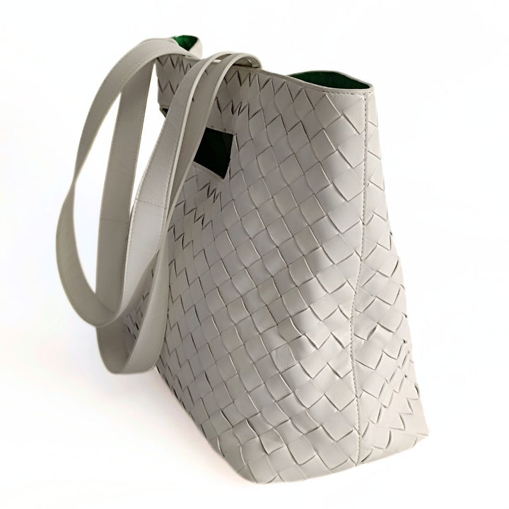 Bottega veneta Bottega veneta Bottega veneta woven maxi shopper bag in white leather