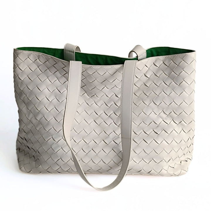 Bottega veneta Bottega veneta Bottega veneta woven maxi shopper bag in white leather