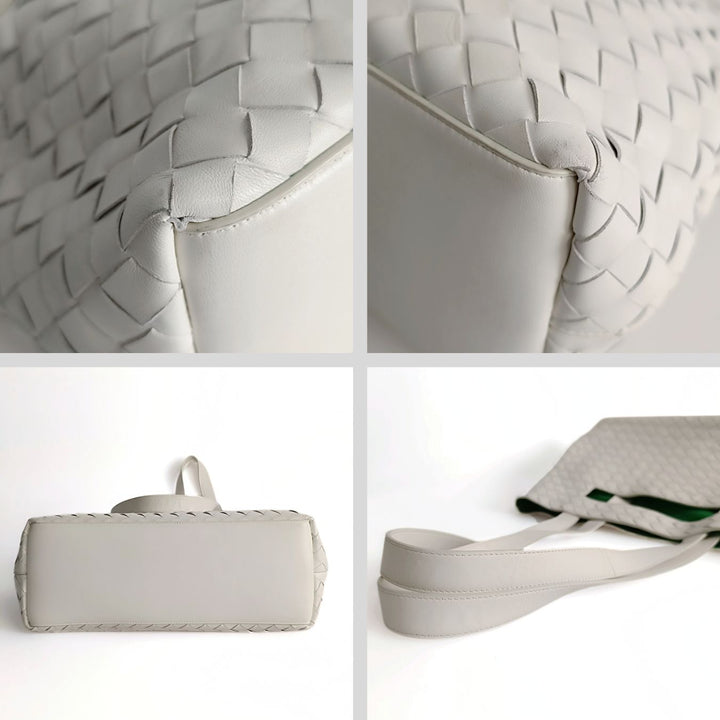 Bottega veneta Bottega veneta Bottega veneta woven maxi shopper bag in white leather