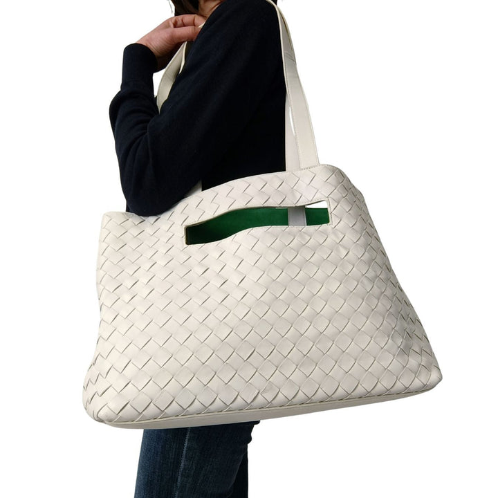 Bottega veneta Bottega veneta Bottega veneta woven maxi shopper bag in white leather