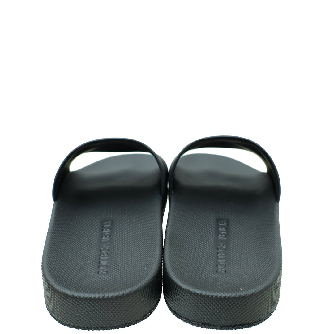 Bottega Veneta Black Rubber Slider Sandal 41