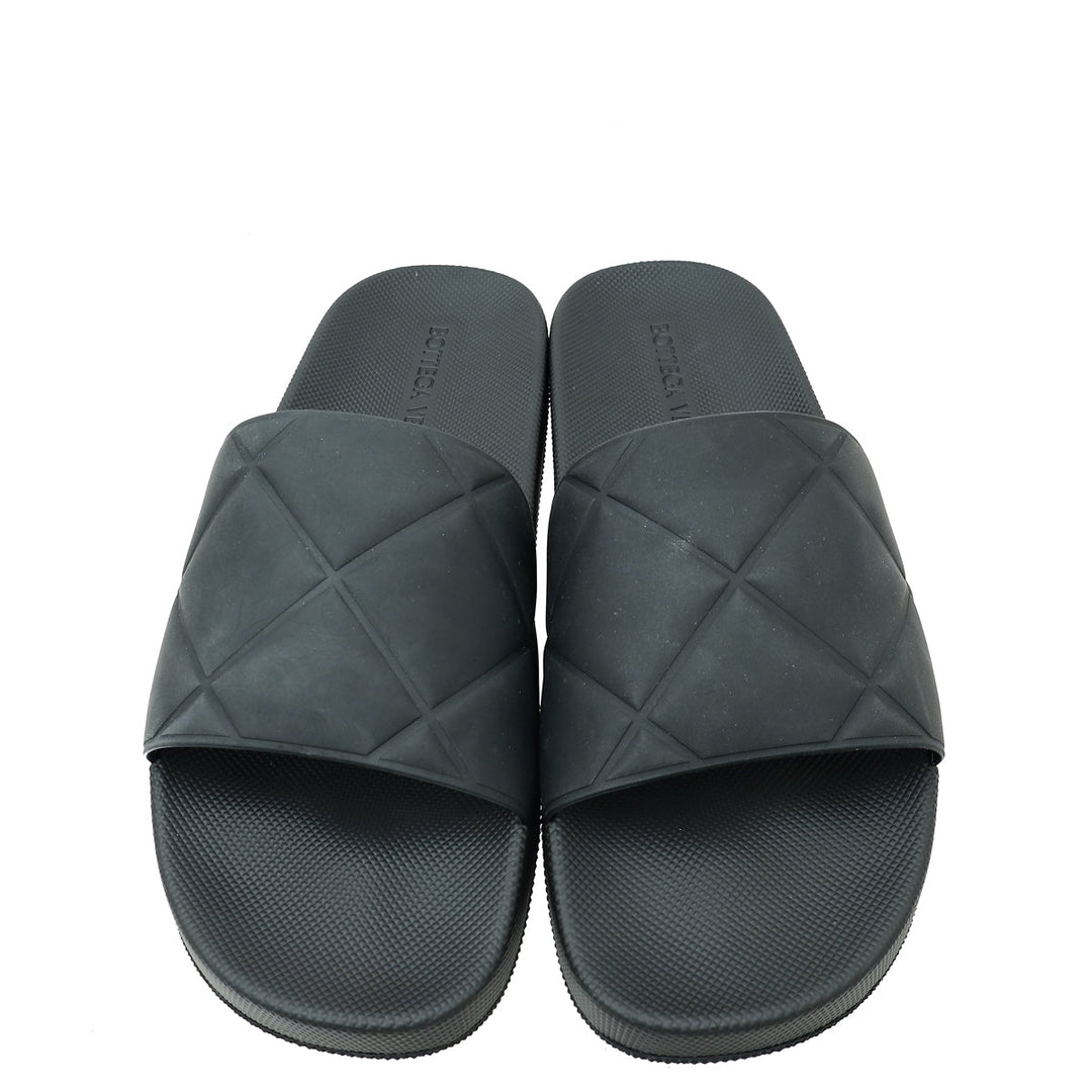 Bottega Veneta Black Rubber Slider Sandal 41