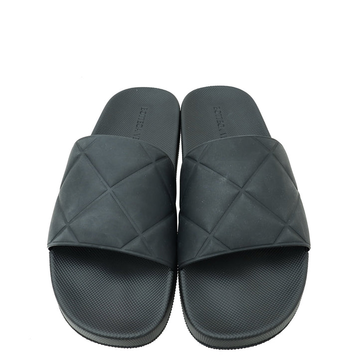 Bottega Veneta Black Rubber Slider Sandal 41