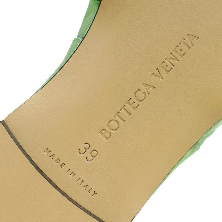 Bottega Veneta Metallic Green Lido Flat Sandals 39