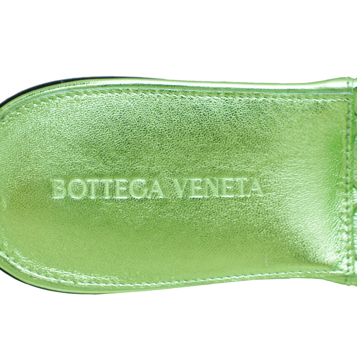 Bottega Veneta Metallic Green Lido Flat Sandals 39