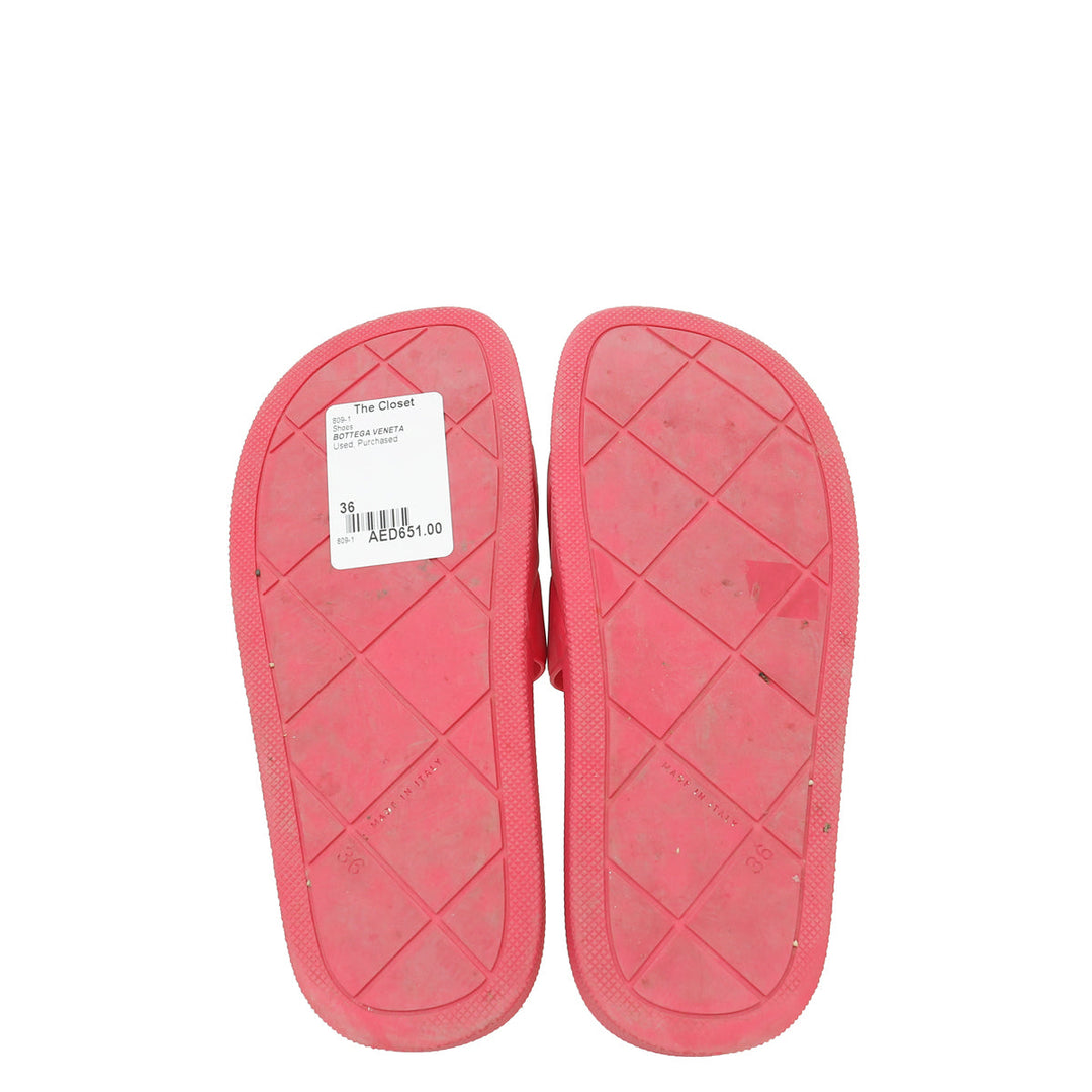 Bottega Veneta Pink Rubber Slider Sandal 36