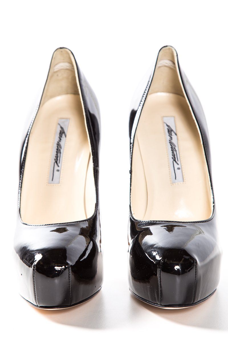 Brian Atwood Black Patent Leather Platform Pumps SZ 35.5 Sale