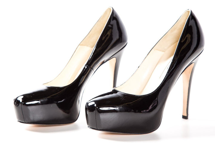 Brian Atwood Black Patent Leather Platform Pumps SZ 35.5 Sale