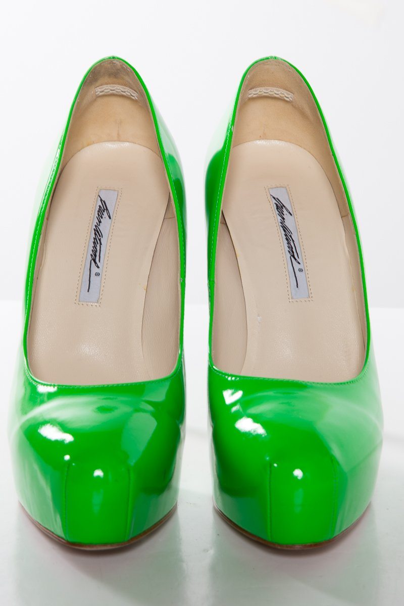 Brian Atwood Green Platform Heels SZ 38.5 Sale