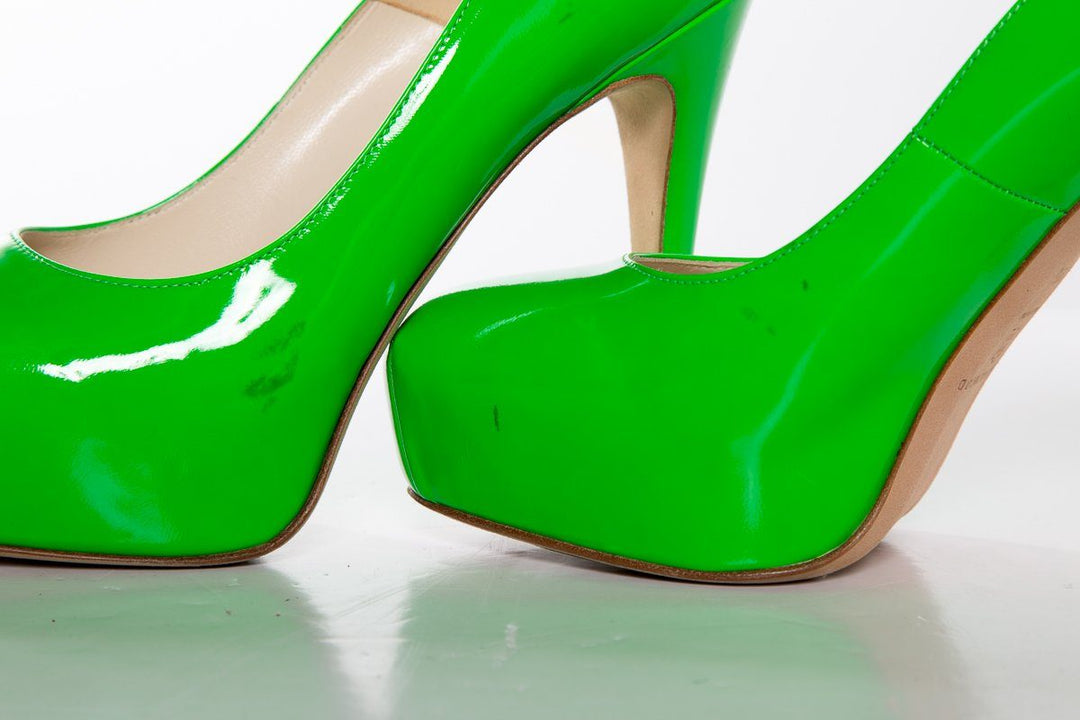 Brian Atwood Green Platform Heels SZ 38.5 Sale