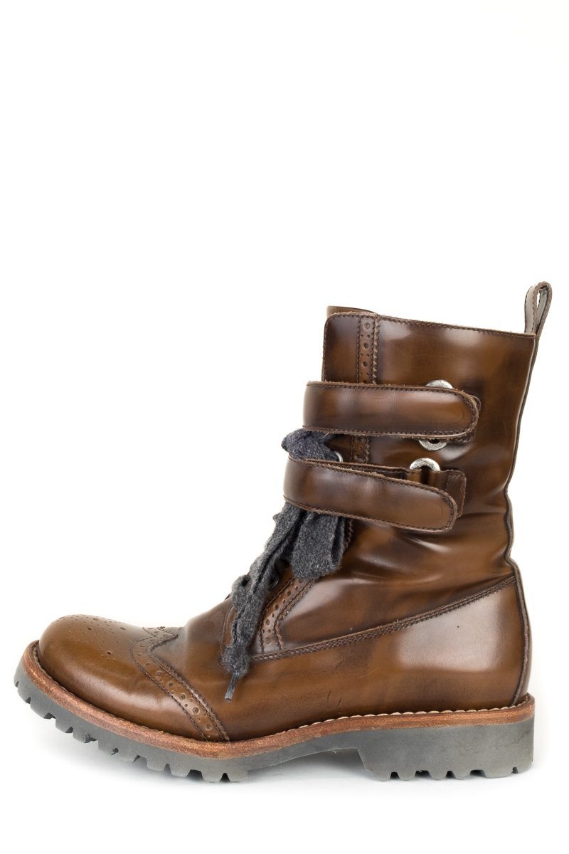 Brunello Cucinelli Brown Leather Combat Boots 36.5