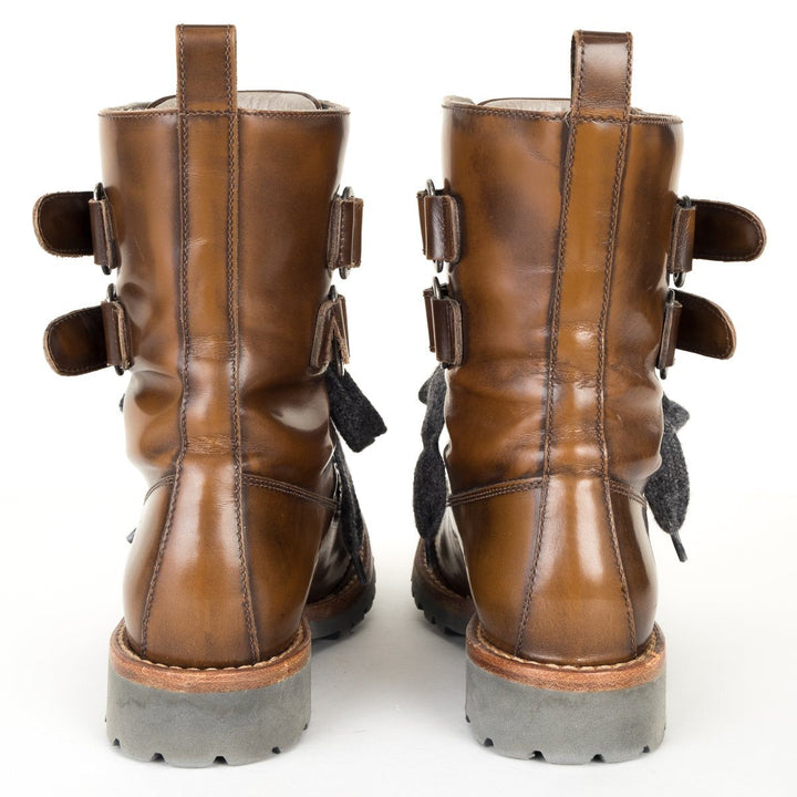 Brunello Cucinelli Brown Leather Combat Boots 36.5