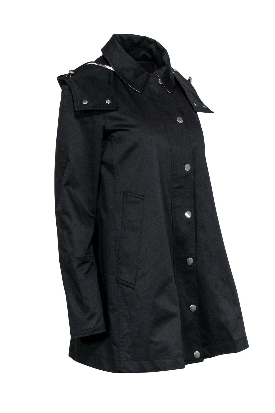 Burberry Brit - Black Hooded Zip-Up Jacket w/ Removable Lining Sz 6