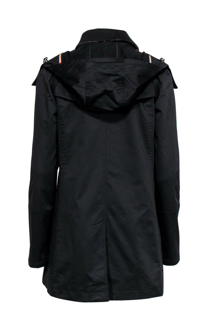 Burberry Brit - Black Hooded Zip-Up Jacket w/ Removable Lining Sz 6