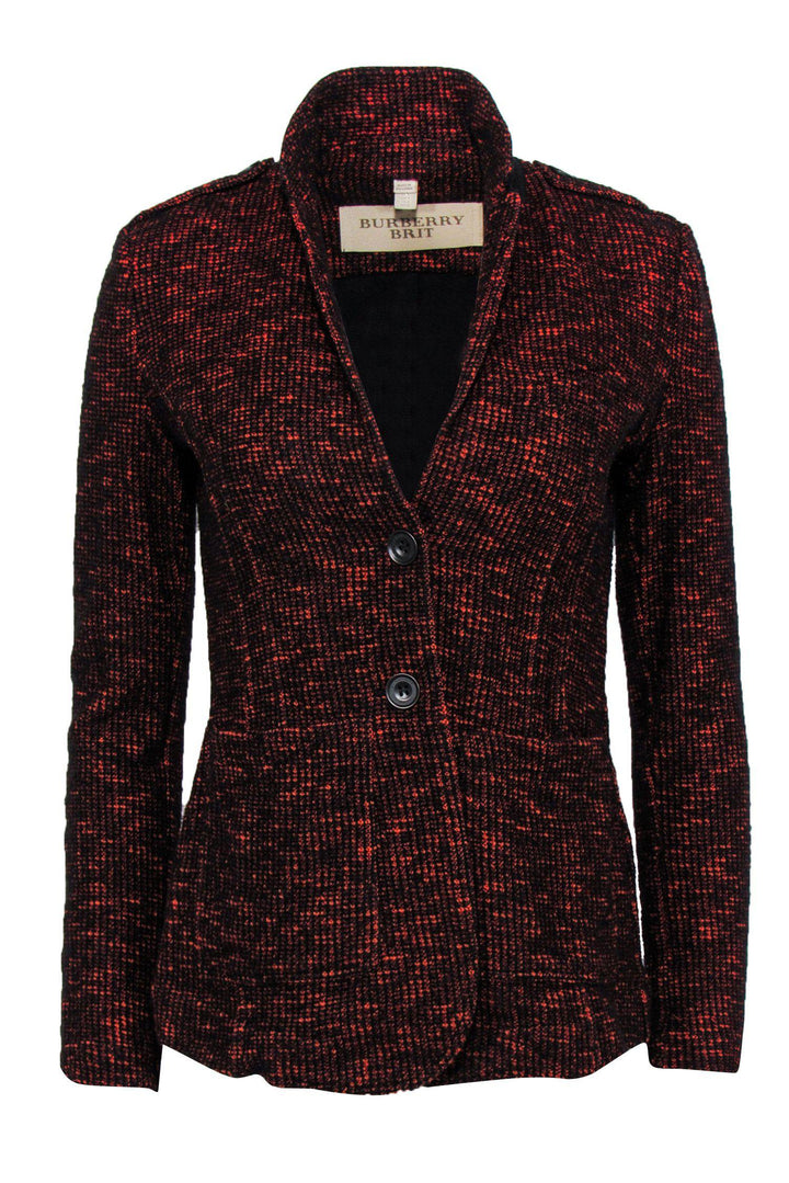 Burberry Brit - Black & Red Marbled Tweed Blazer Sz 4