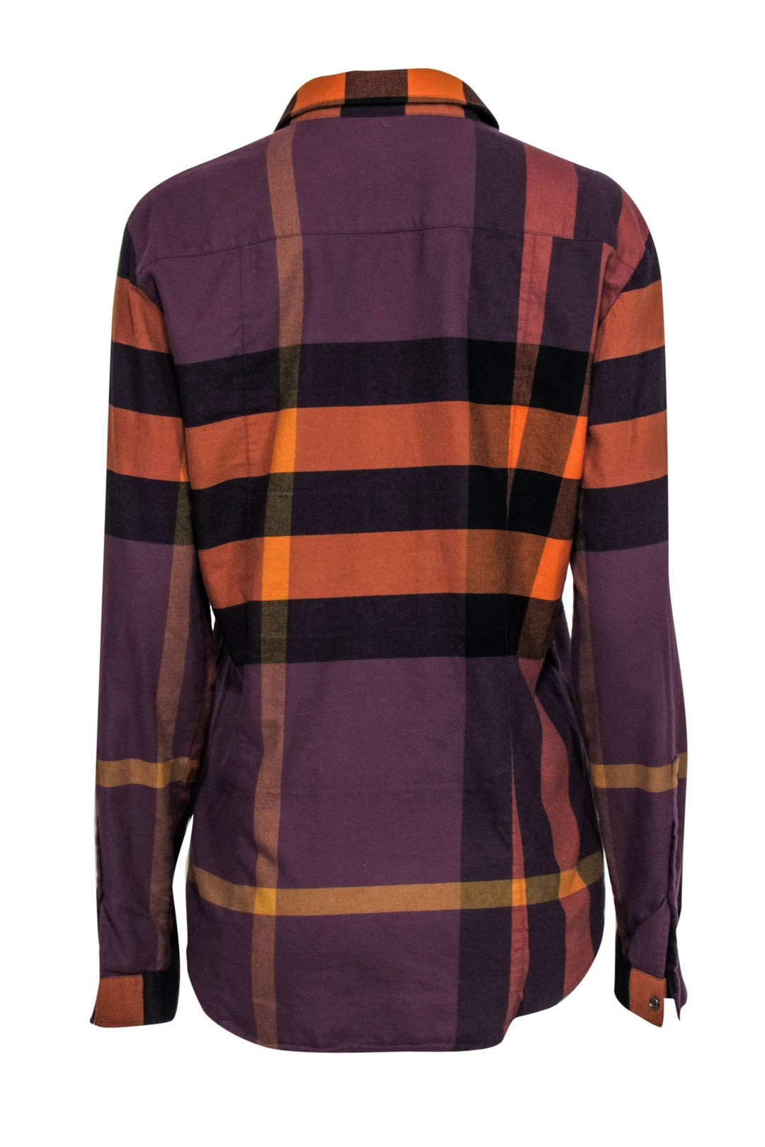 Burberry Brit - Dark Purple, Orange & Black Plaid Button-Up Flannel Sz L