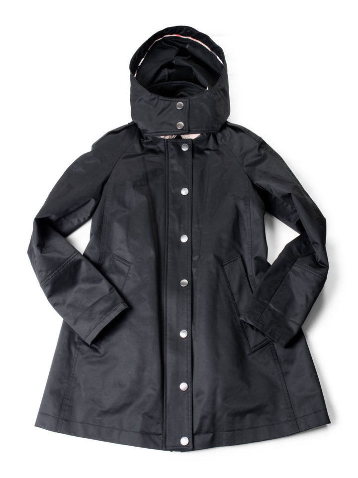 Burberry Brit Hooded Nova Check Wool Lined Coat Black
