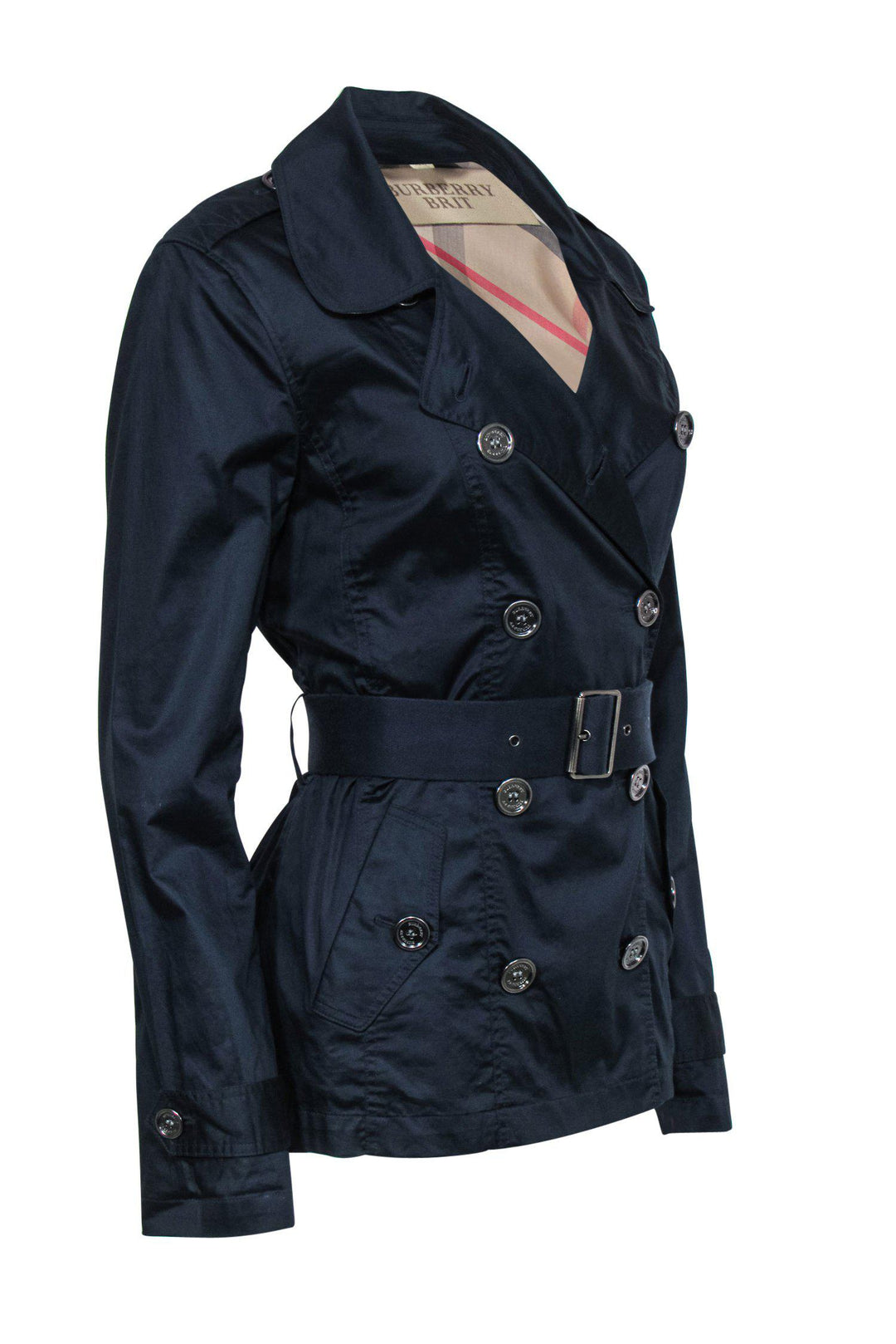 Burberry Brit - Navy Double Breasted Button-Up Jacket Sz 8