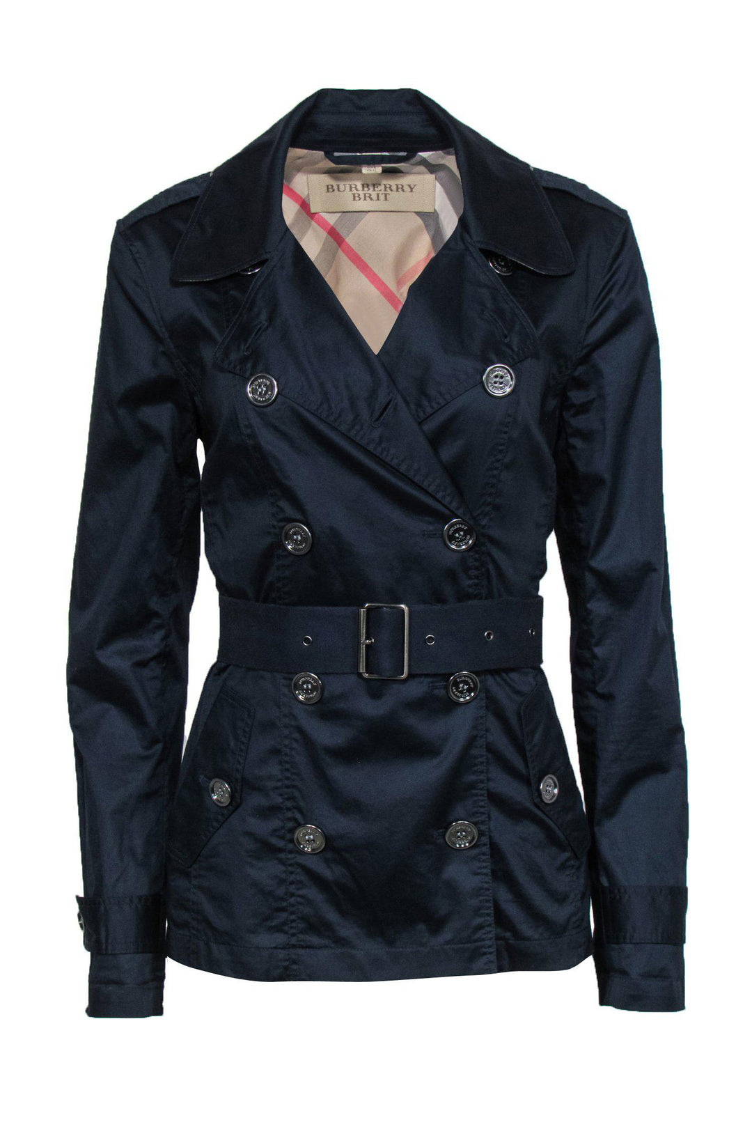 Burberry Brit - Navy Double Breasted Button-Up Jacket Sz 8