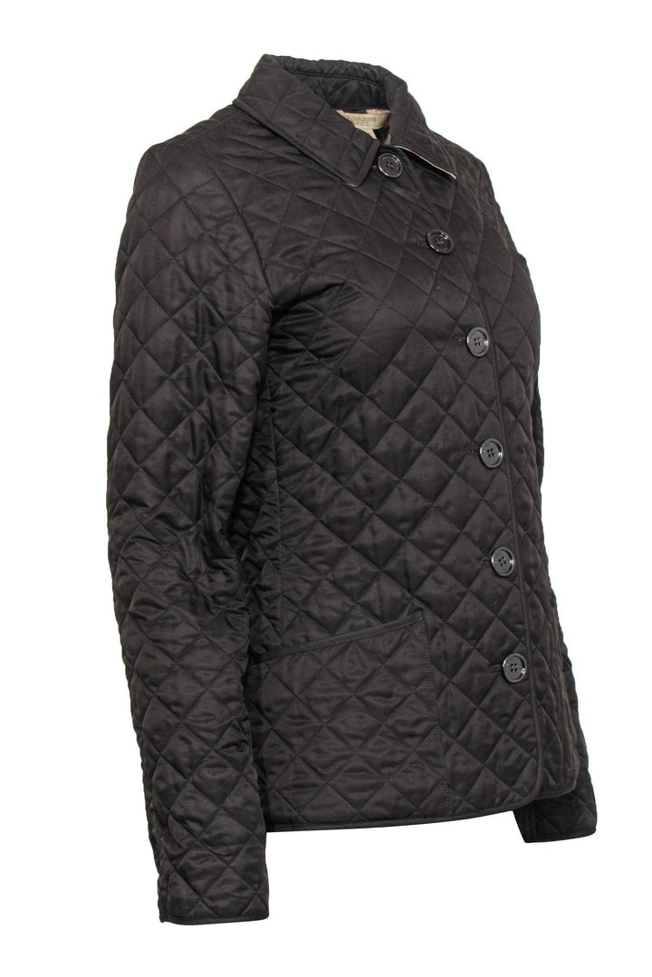 Burberry Brit - Olive Quilted Button-Up Jacket Sz S