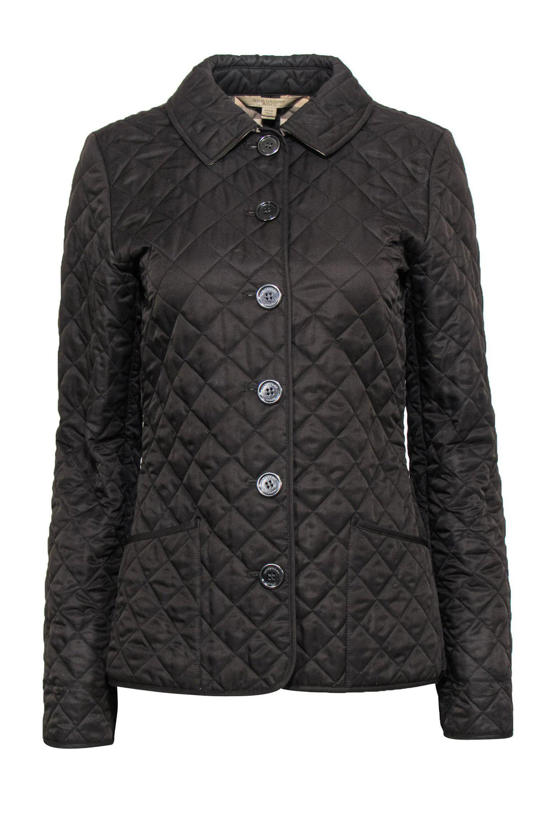 Burberry Brit - Olive Quilted Button-Up Jacket Sz S