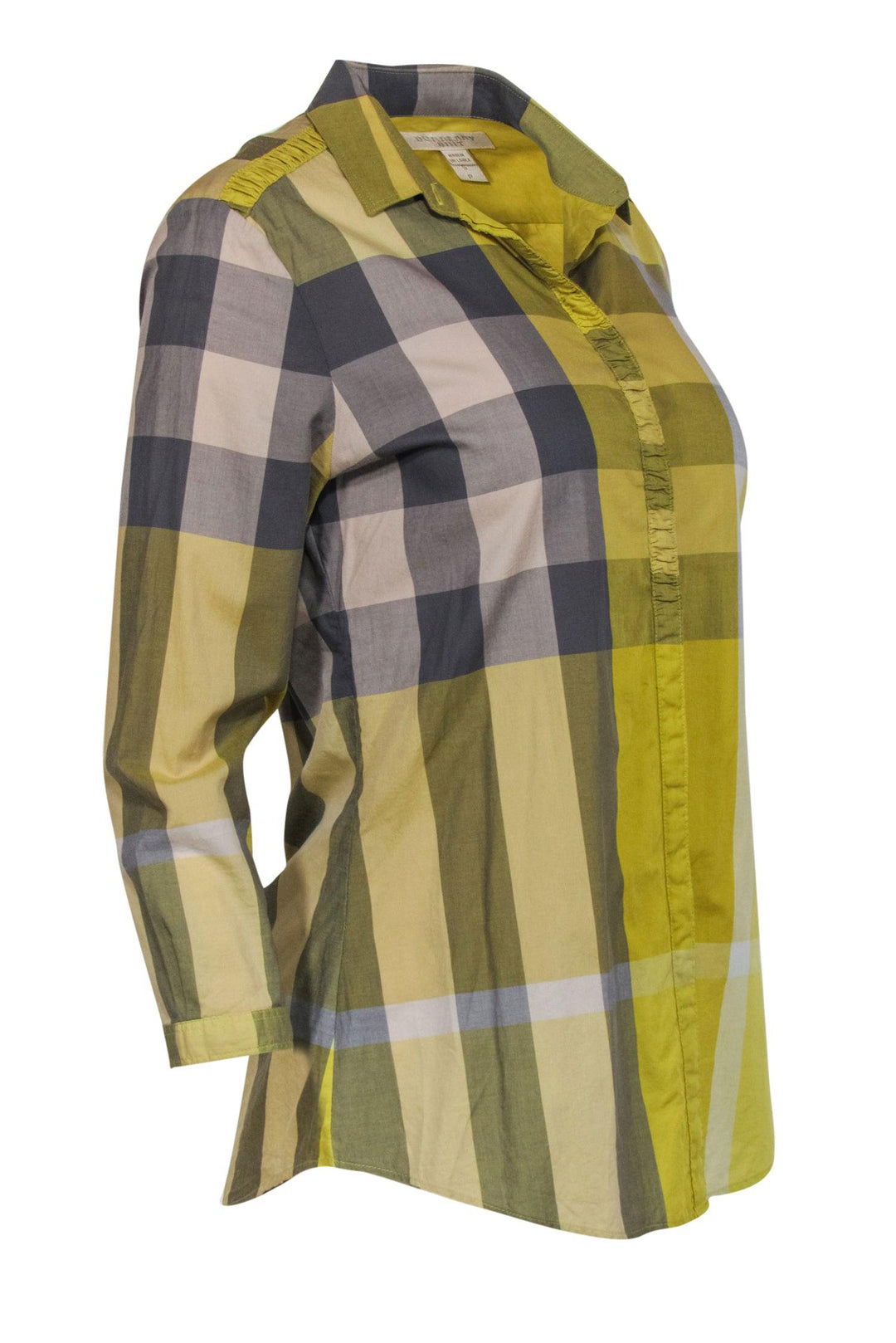 Burberry Brit - Yellow & Grey Signature Plaid Cotton Button-Up Sz S