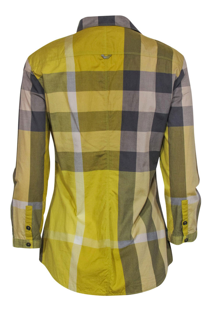 Burberry Brit - Yellow & Grey Signature Plaid Cotton Button-Up Sz S