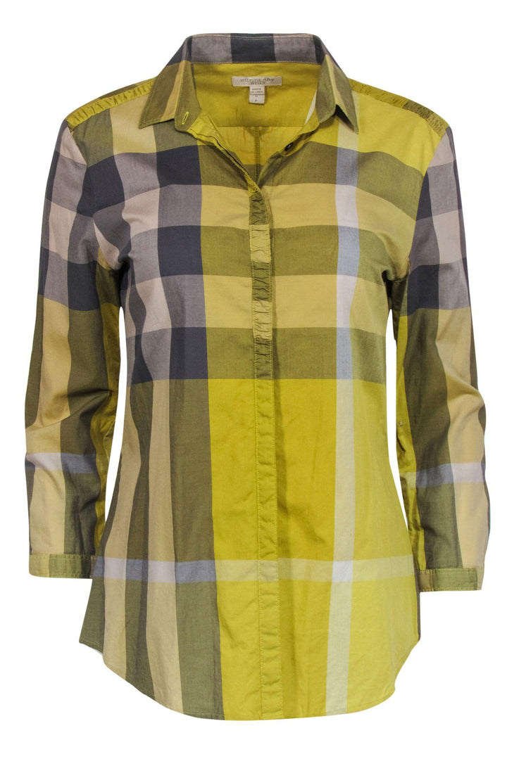 Burberry Brit - Yellow & Grey Signature Plaid Cotton Button-Up Sz S