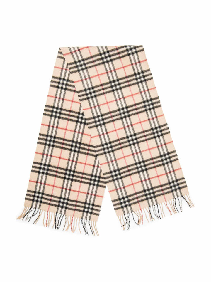 Burberry Cashmere House Check Fringe Scarf Brown