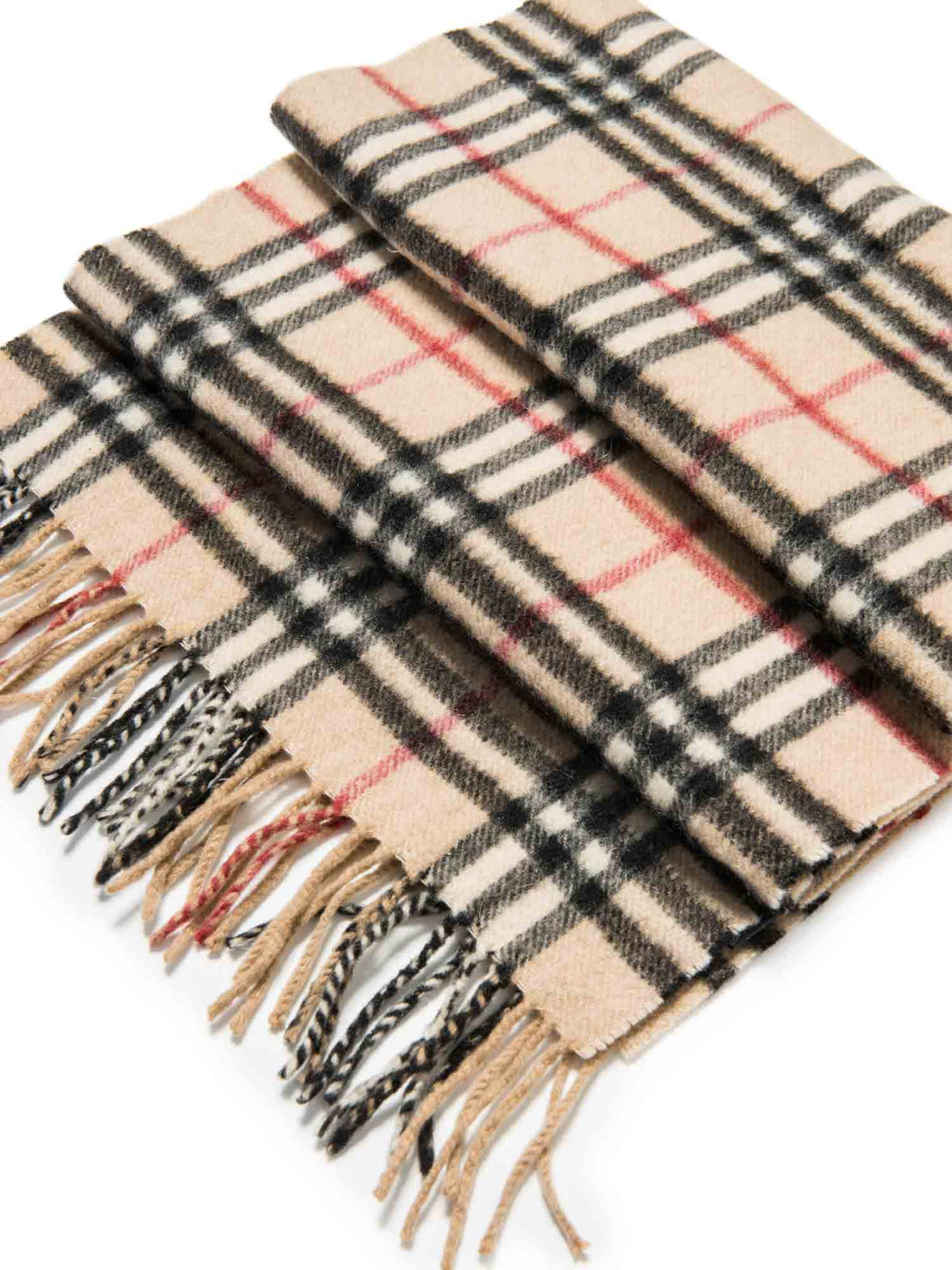 Burberry Cashmere House Check Fringe Scarf Brown